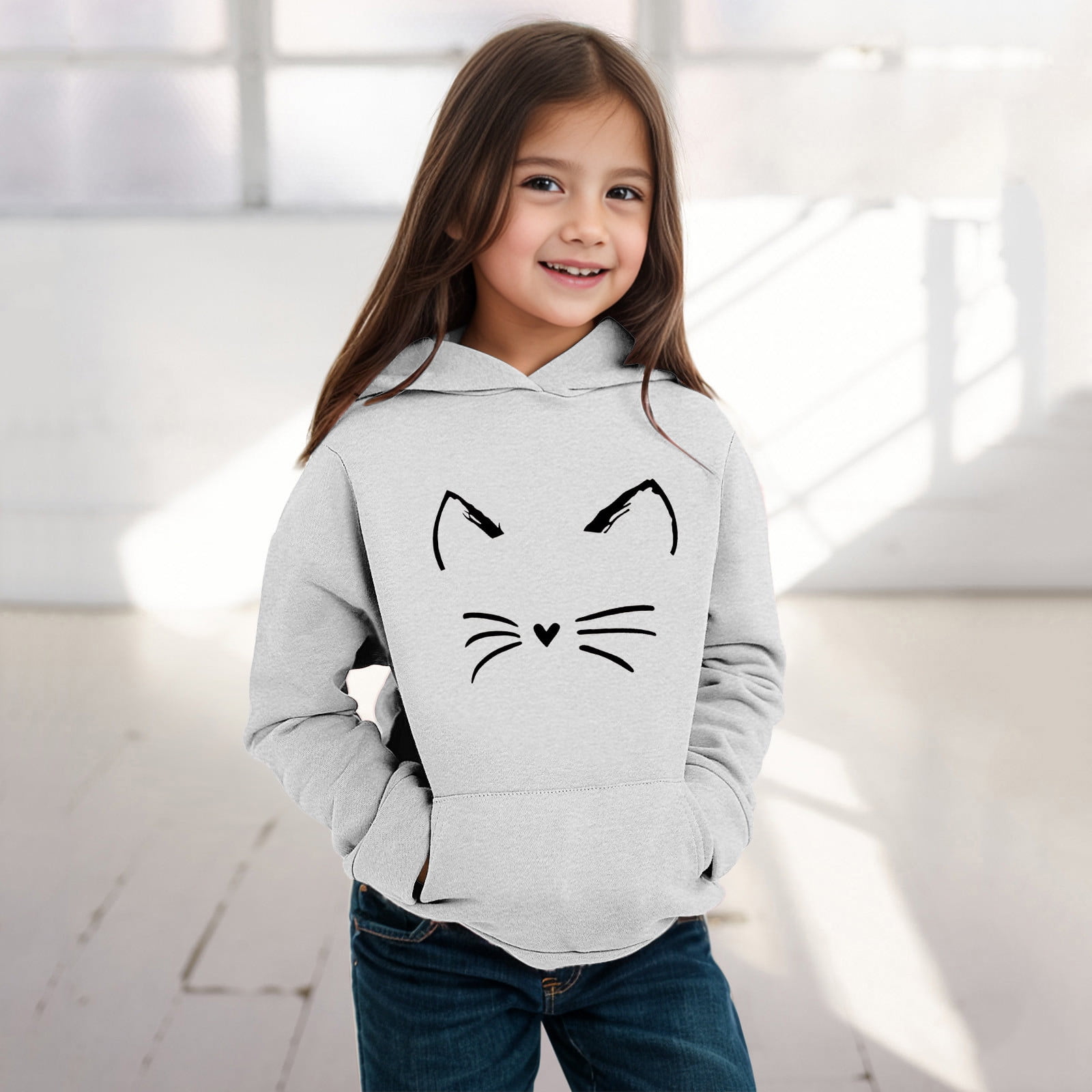 Sweat à Capuche Enfant Garçon/fille - Manches Longues, Imprimé Dessin Animé, Chaud Et Doux | Taille 152, Vêtement Décontracté Hiver