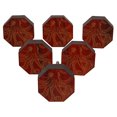 thumbnail image 1 of IBA Indianbeautifulart Boutons Rouges Gravés 10 Pcs Meubles Boutons en Bois Festonnés Tiroir Rustique, 1 of 3