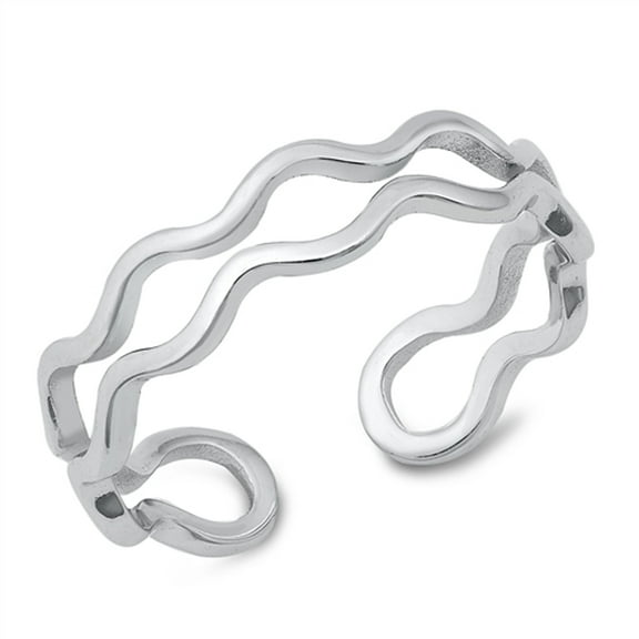 Double Wave Thin Line Wrap Ring .925 Sterling Silver Band Jewelry Female Male Unisex Size 7