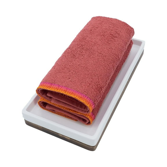 Red Guest Towels With Orange French Borders, Set of 2
