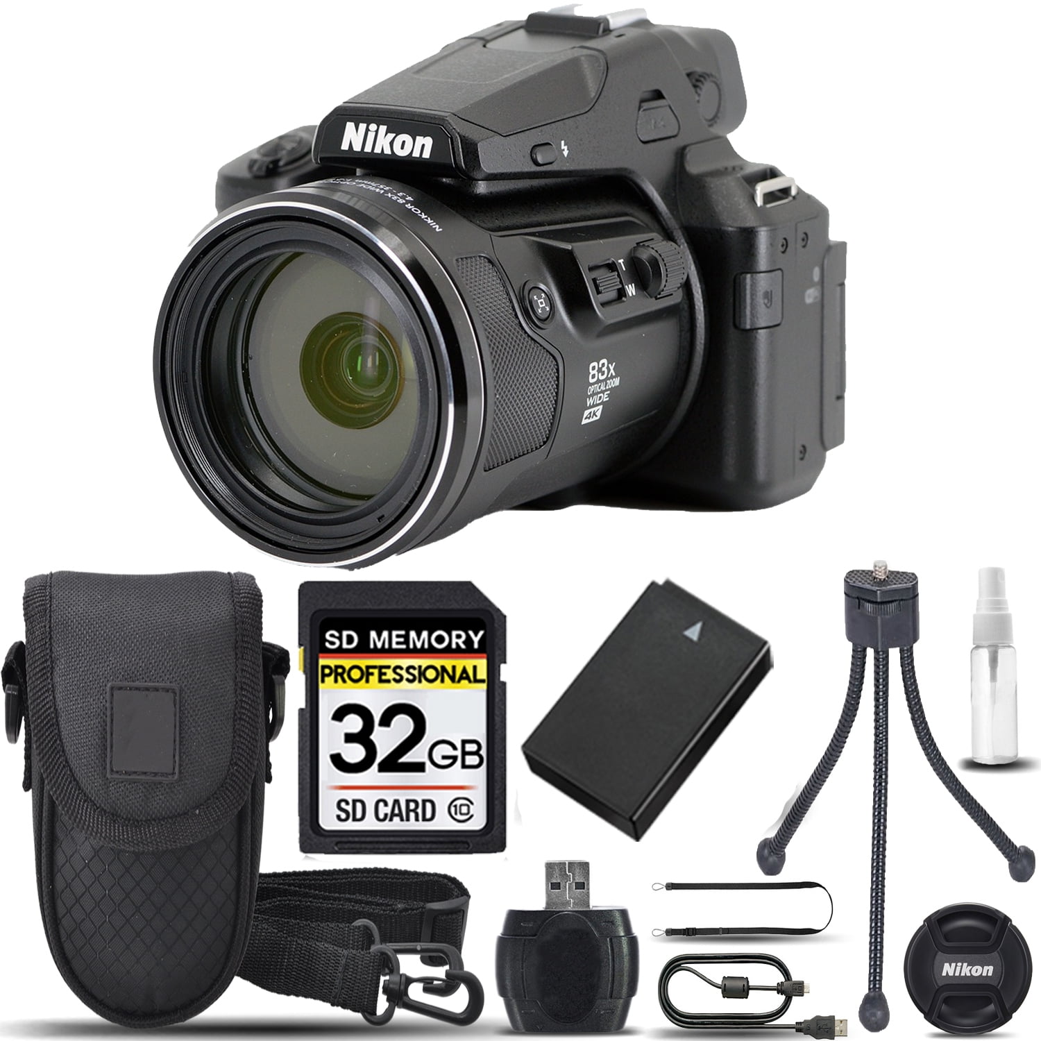 Nikon COOLPIX P950 Digital Camera 32GB +Tripod- +Case 83x Optical Kit Zoom WiFi