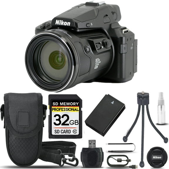 Nikon COOLPIX P950 Digital Camera 83x Optical Zoom WiFi  Case  Tripod- 32GB Kit