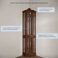 thumbnail image 4 of BELLEZE Loraine Canted Front Corner Lighted Curio Cabinet With 5 Tier Shelves, Walnut, 4 of 7