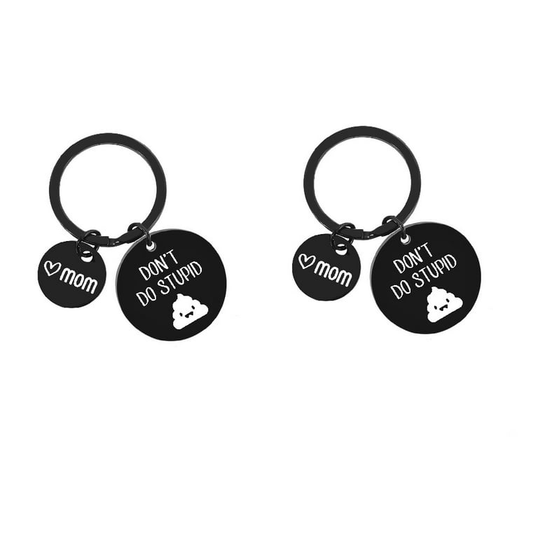 2 Pack Funny Keychain, Don't Do Stupid from Dad, Fashion Black Key