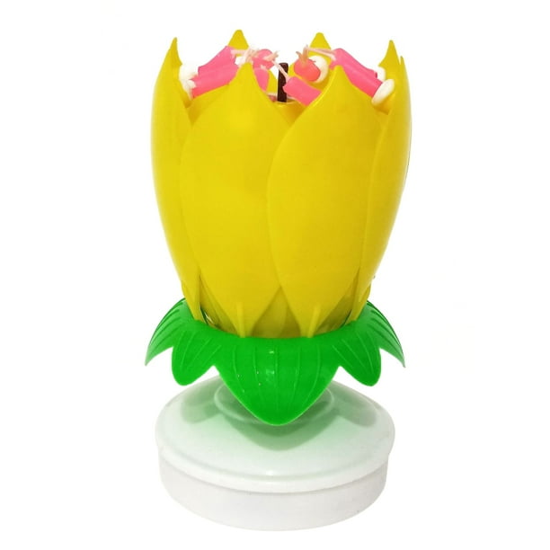 Magical Birthday Candle Musical Birthday Candles Rotatable Lotus Flower