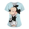 thumbnail image 3 of Uniforme de Disney para mujer, estampado 3D de Mickey Mouse, camisa de trabajo de enfermera, bata con bolsillo, uniforme de enfermería para Navidad, 3 of 5
