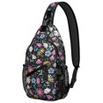 thumbnail image 1 of Yellow Floral Sunflower Pattern Sling Backpack, Boho Country Crossbody Shoulder Bag with Wildflower Bloom and Rustic Summer Design Daypack, 1 of 6