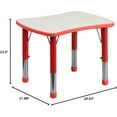 thumbnail image 2 of 21.875x26.625 Red Plastic Height Adjustable Activity Table, 2 of 5