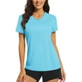 thumbnail image 1 of T-Shirts à Manches Courtes Col en V Protection Solaire UPF 50+ pour Femmes Séchage Rapide Randonnée Athlétique, 1 of 4
