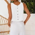 thumbnail image 4 of Women's Linen Shirts Dressy Tops Summer Crop Tank Tops Sleeveless Blouse Work Shirts White 2XL, 4 of 5