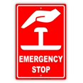 thumbnail image 1 of Emergency Stop With Graphic Safety Alert Caution Warning Notice Aluminum Metal Sign 8"x12" Plate, 1 of 1