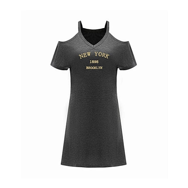 Vestido corto de verano con hombros descubiertos para mujer, para ir de compras, caminar, vacaciones XL