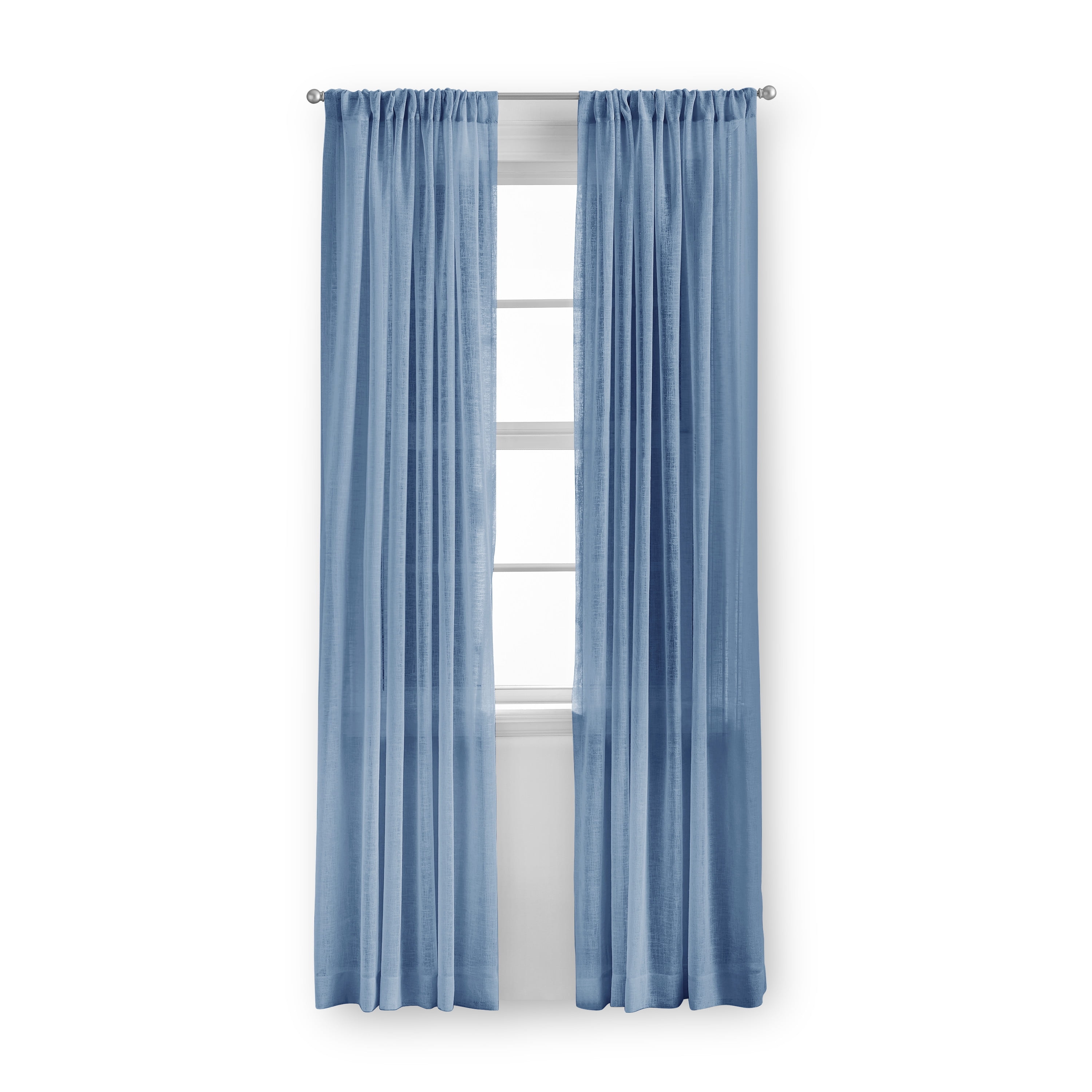 Mainstays Bel Air Sheer Wide Single Curtain Panel, Blue, 50" W x 84" L