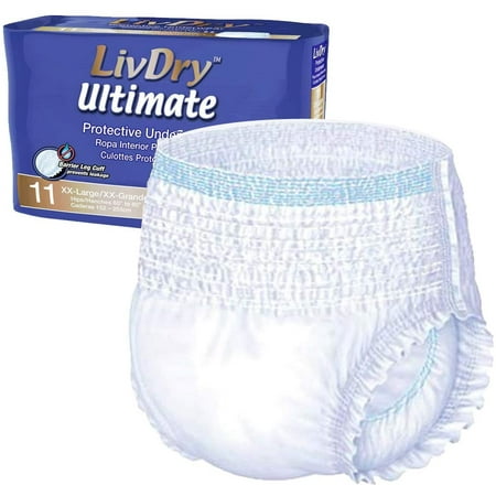 LivDry Unisex Adult Incontinence Underwear, Ultimate Comfort Absorbency (XX-Large, 11-Pack)