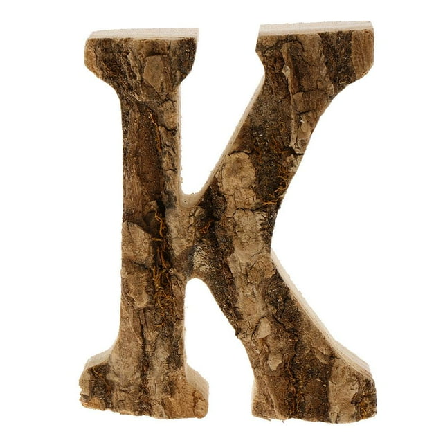 Letras de madera talladas a mano, puerta numerada con las letras del alfabeto, el nombre flota K