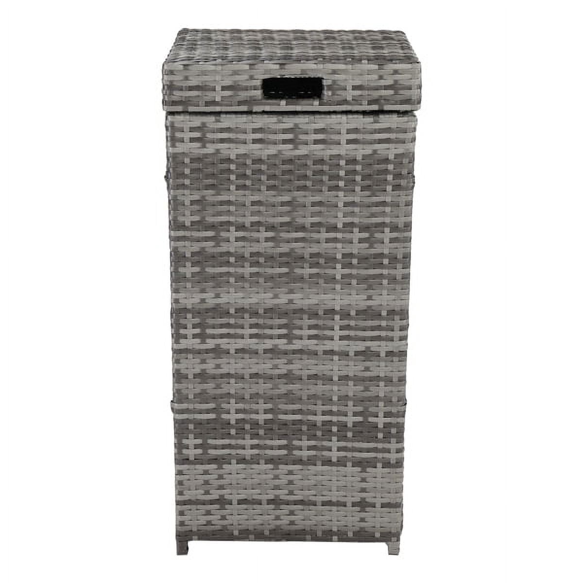 With Top Cover Iron Frame Rattan Trash Can Gary Gradient