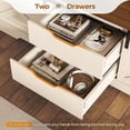 thumbnail image 6 of 60" Farmhouse Shoe Bench with Cushion, Entryway Storage Bench with 2 Sliding Barn Doors, 2 Drawer for Hallway, Living Room, White, 6 of 8