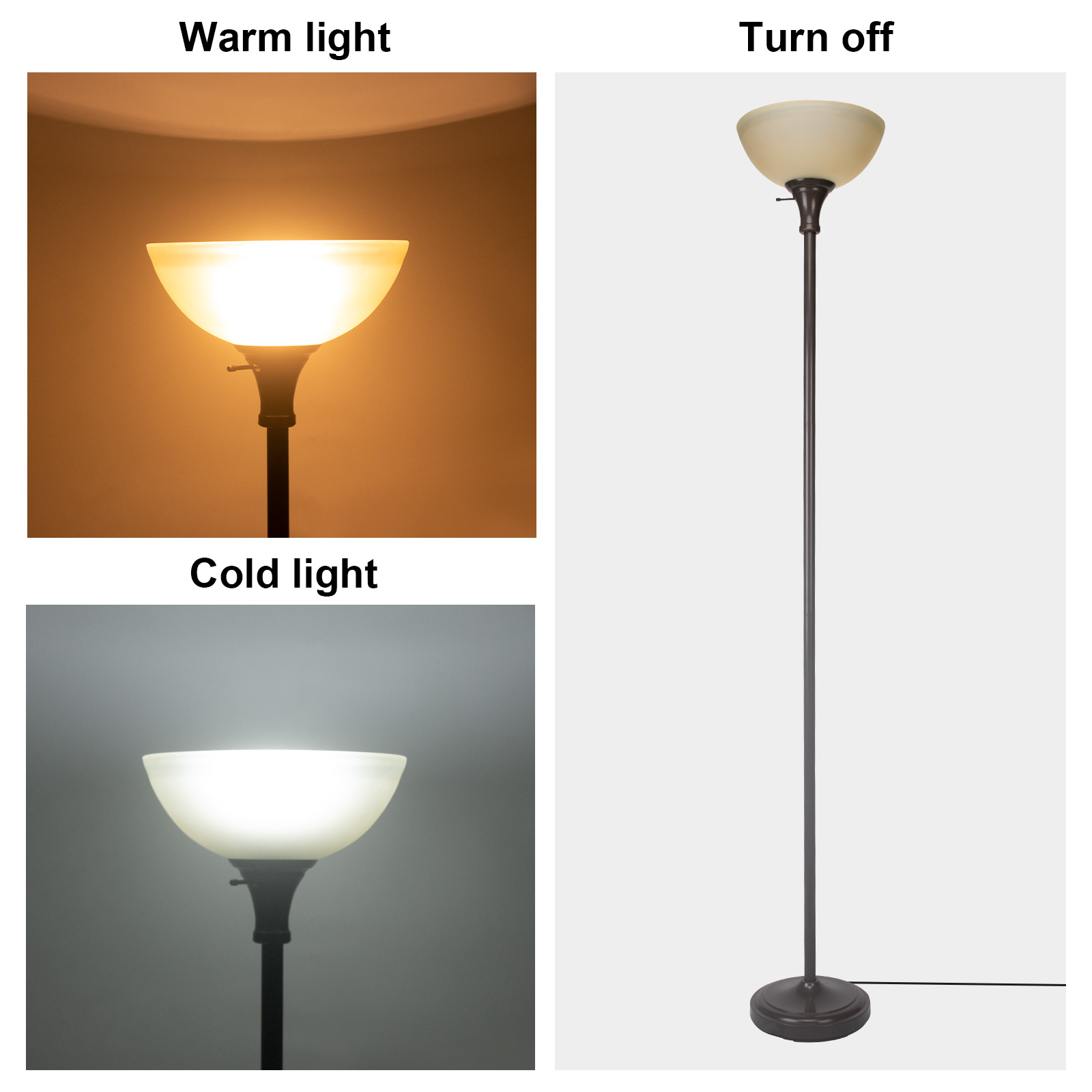 HonoDing 72-inch Elegant Vintage Art Deco Floor Lamp with Frosted White Glass Shade(Brown)