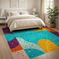thumbnail image 3 of ODIKA 8'x10' Washable Area Rug Durable, Non-Slip Funky Retro 80S Geometric Bold Memphis Squiggle Interlocking for Living Room, Under Sectional, Family, 3 of 4