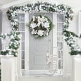 thumbnail image 6 of Juiluna Christmas Wreaths with Lights, 24 Inch Silver White Christmas Wreath for Front Door, Battery Operated Christmas Decoration with Bow Flowers Ball Ornaments for Wall Window Holiday Party Decor, 6 of 13