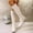 White, variant on Women Knee High Stretched Leather Boots Round Toe Side Zipper Mid Calf Boots