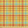thumbnail image 2 of Ambesonne Orange Plaid Fabric by the Yard Upholstery, Summer Gingham Check, 3 Yards, Mustard and Pale Blue, 2 of 5