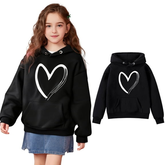 LIUYUNNN Kids Hoddies Kids Pullover Black Hoodies Long Sleeve Casual Basic Pullover Sweatshirt Hoodie Fall Clothes Size 6-7 Years Boys Clothes Boys Girls Fall Outfits