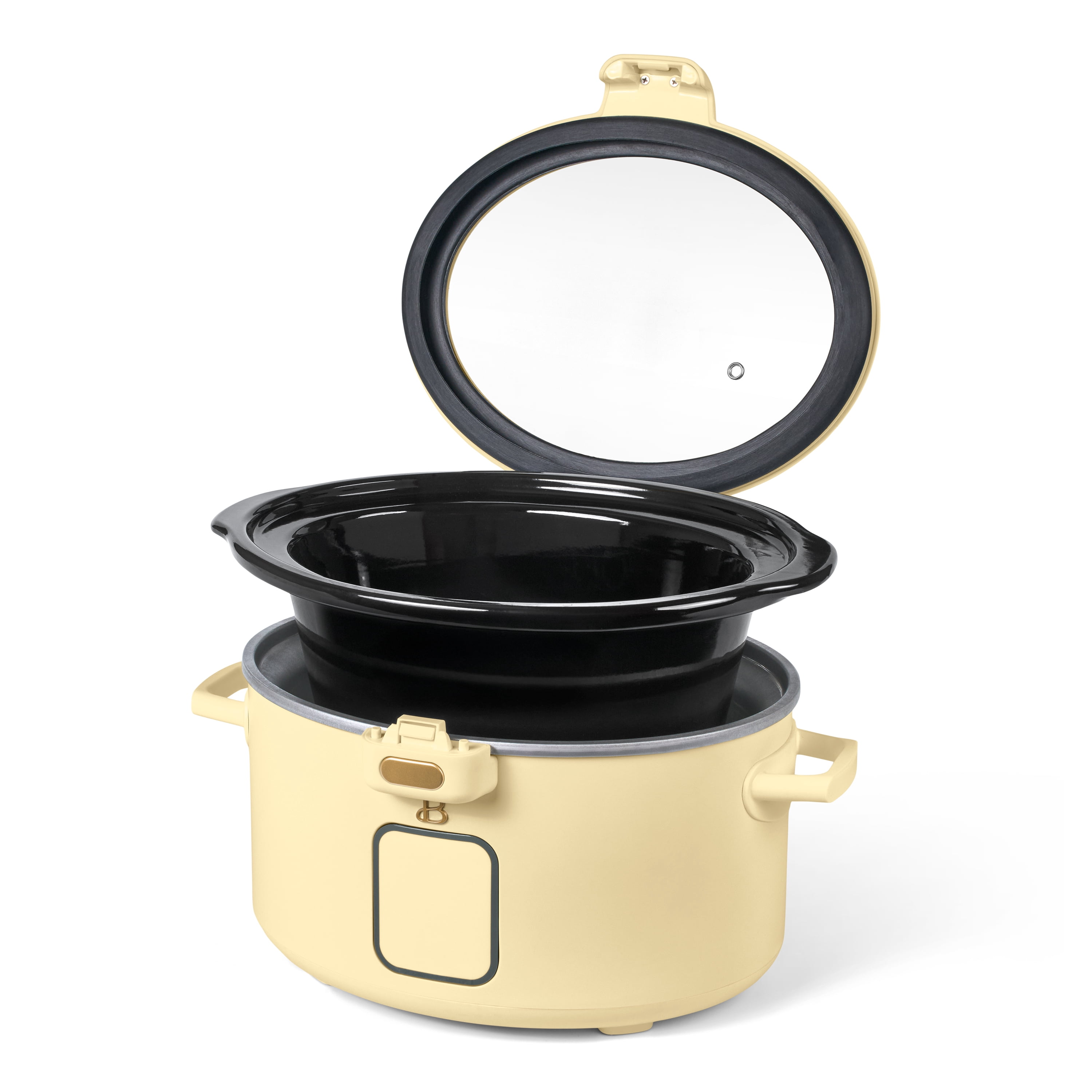 Beautiful 4 Qt Digital Slow Cooker with Hinged Locking Lid, Buttercream by Drew Barrymore