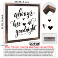 thumbnail image 3 of 2D Flat, 1pc Vintage Style Wooden Frame, Square Always Kiss Me Good Night Quote, Polished Finish, Lightweight Single Frame, with Inspirational Home Decor for Bedroom, Living Room, for Christmas Va, 3 of 9
