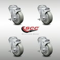 thumbnail image 2 of 4 Inch SS Gray Polyurethane Wheel Swivel Bolt Hole Caster Set with Brake SCC, 2 of 2