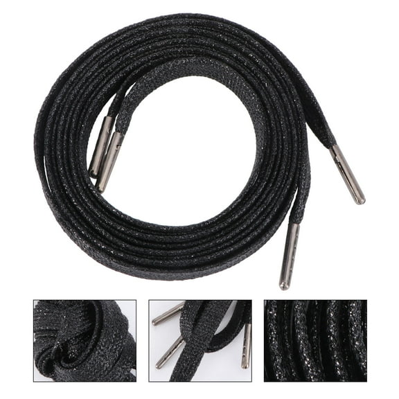 WHAMVOX Practical Shoelace for Shoes with Black Color Flat Plastic and Metal 1 Pair