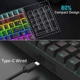 thumbnail image 4 of Wired Gaming Keyboard Rainbow Backlit Mechanical Keyboard Type-C 84 Keys Full Keys Anti-ghosting for PC Gamers Work Office Blue Switch & Red switch, 4 of 8