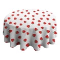 thumbnail image 4 of Red Strawberry Plants Fruit White Pattern Round Tablecloth 60"x60",Wrinkle Wipeable Table Cloth for Kitchen Dining Room Picnic Patio Party, 4 of 6