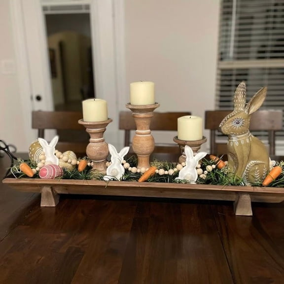 Easter Bunny Carrot Garland, Wooden Beads Rabbit Easter Banner Decorations, Easter Bunny Carrot Beaded Garland Pendant, Easter Banner Decoration for Farmhouse Home Decor Hanging