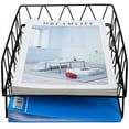 thumbnail image 2 of Desktop File Organizer Metal Stackable Letter Tray Paper Holder Rack, 2 Pack, Gold, 2 of 6