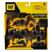 CAT Construction Toys, Little Machines 5pk Truck Toy Set, Includes Dump Truck, Front Loader, Bulldozer, Backhoe, and Excavator Vehicles with Moving Parts, Ages 3+