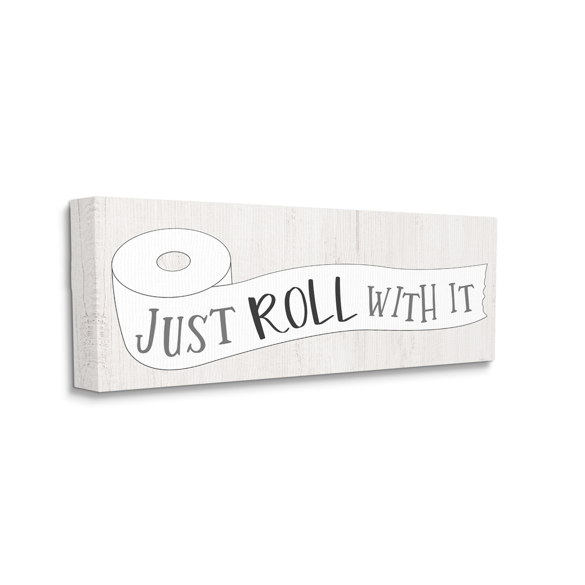 Stupell Industries Roll With It Phrase Charming Country Toilet Paper, 48 x 20, Design by Natalie Carpentieri