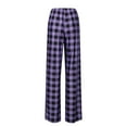 thumbnail image 3 of Fabrcox Plaid Pj Pants for Women Elastic Waist Drawstring S-3xl Pj Bottoms Casual Wide Leg Comfy Sleepwear Pants Purple M, 3 of 5