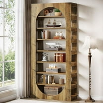 Tribesigns 70.87" Tall Arched Bookshelf, 8-Tier Wood Bookcase with Storage for Living Room, Bedroom, Office, Library
