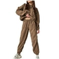 thumbnail image 2 of Kaemgyyd Women 2 Piece Tracksuit Corduroy Half Zip Long Sleeve Hooded Sweatshirt and Sweatpants Two Pieces Outfits Sweatsuit Set, 2 of 7