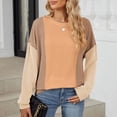 thumbnail image 4 of Diufon Womens Knit Blouses Casual Round Neck Long Sleeve Tees Color Block Pullover Tops, 4 of 7