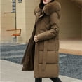 thumbnail image 5 of Aboser Winter, Long Puffer Jackets for Women with Faux Fur Hood Trendy Full Zip Coats Puffy Thicken Quilted Coat Outwear Coffee, 5 of 9