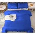 thumbnail image 6 of 5 Piece Luxury Vintage Ruffle Pattern Comforter By D.N.G. BEDDINGS Set Premium Super Soft, All Season, 800 Thread Count 100% Egyptian Cotton Oversized Super King Size Royal Blue Color, 6 of 8