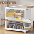 thumbnail image 5 of BROVIEW 800Qt Extra Large Stackable Storage Bins with Lid, Plastic Closet Organizer and Storage Drawer, Collapsible Storage Box with Wheels, Folding Storage Cabinet for Closet Organizing, 4Pack White, 5 of 9