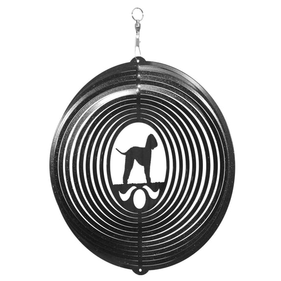 SWEN Products BEDLINGTON TERRIER Dog Circle Swirly Metal Wind Spinner