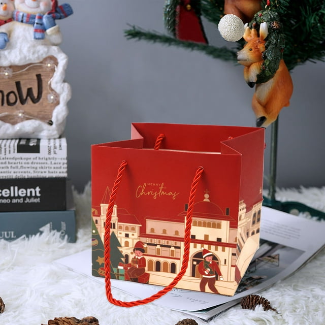 2 bolsas de regalo de Navidad, bolsas de mano navideñas con asas, para envolver regalos, comprar, suministros para fiestas de Navidad