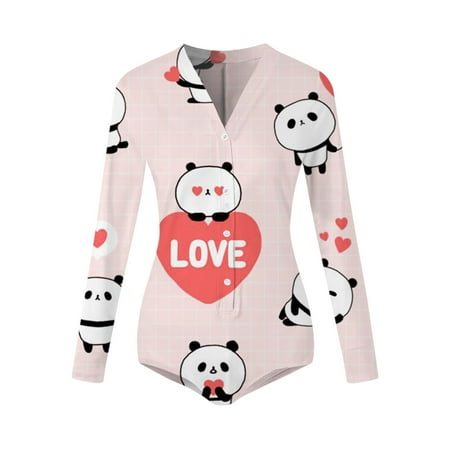 

Yinguo Women Print Long Sleeve Nightwear Jumpsuit Bodysuit Playsuit Romper