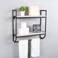 thumbnail image 5 of 2-Tier Metal Industrial 23.6" Bathroom Shelves Wall Mounted,Rustic Wall Shelf Over Toilet,Towel Rack with Towel Bar,Utility Storage Shelf Rack, Floating Shelves Towel Holder,Retro White, 5 of 14