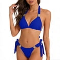 thumbnail image 2 of Women's 2026 Sexy Halter Bikini Set Rhinestone Accent Triangle Top with Side Tie Bow Bottoms Ideal for Summer Beach Pool and SPA Days, 2 of 8