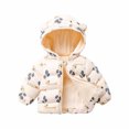 thumbnail image 2 of Lilgiuy Toddler Baby Boys Cute Pattern Plush Winter Keep Warm Hooded Zipper Jacket，Beige,3-4 Years 2022 Fall Winter, 2 of 5